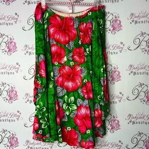 Greenecastle skirt pleated vintage neon Hawaii flowers Vibrant Floral Skirt